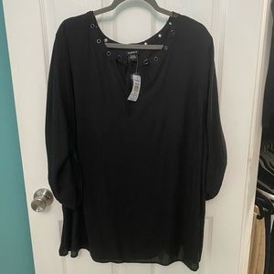 Black Front Tie Blouse
